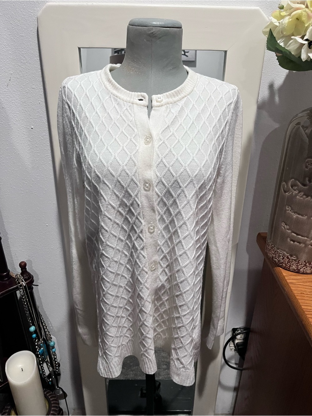 Vintage Off White Button Up Sweater